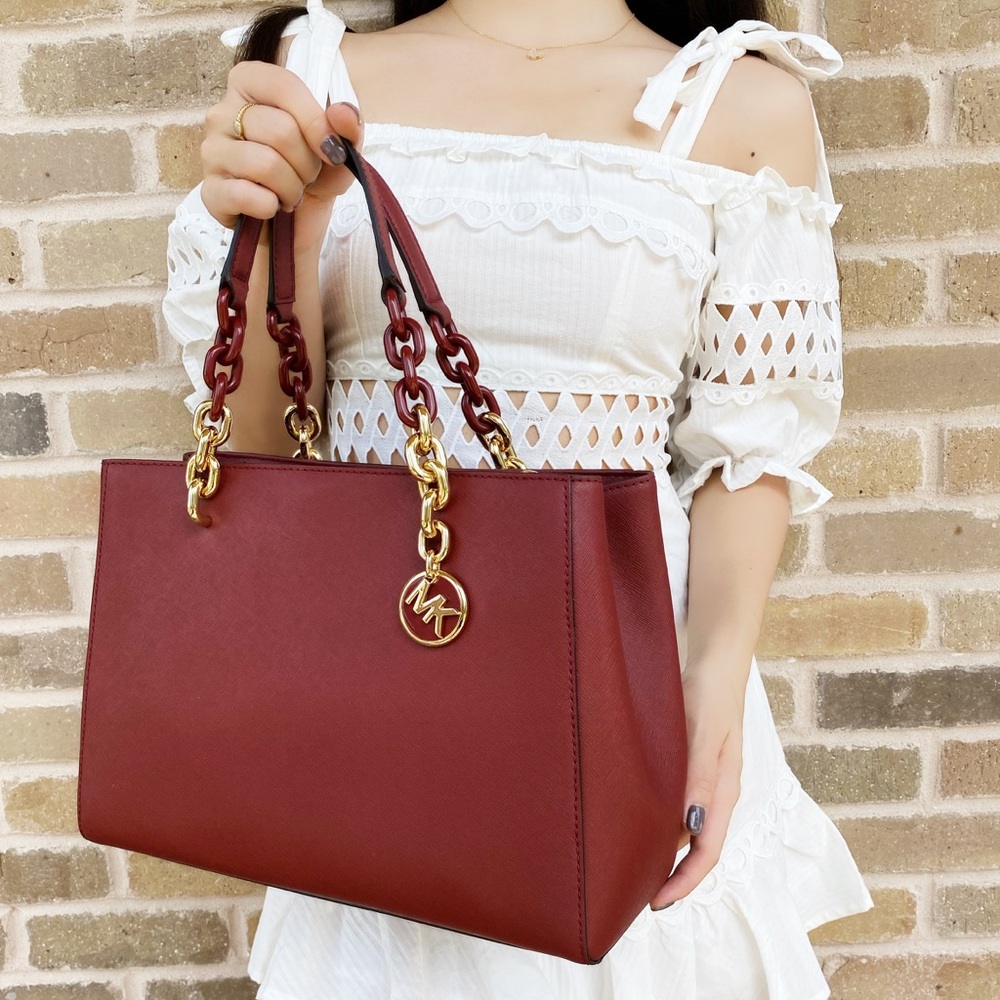 Michael kors satchel crossbody chain red - Picture 2 of 6